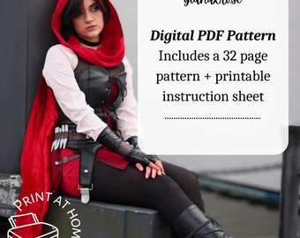 Wzór na pelerynę z kapturem w stylu cosplay RWBY Ruby Rose (PDF)