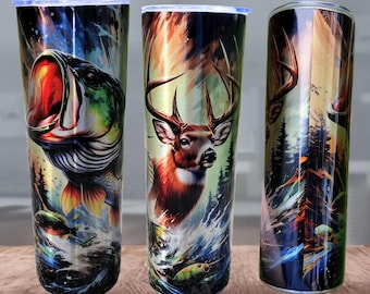 Bass & Buck Stainless Steel Tumbler: Wildlife Hunting and Fishing Cup