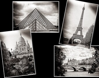 Set of 4 postcards, "Souvenirs of Paris"