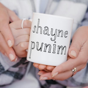 Shayne Punim Coffee Mug, Funny Yiddish Gift for Teen, Jewish Humor Cup, Modern Judaica Hanukkah Gift, Jewish Home Decor for College Dorm