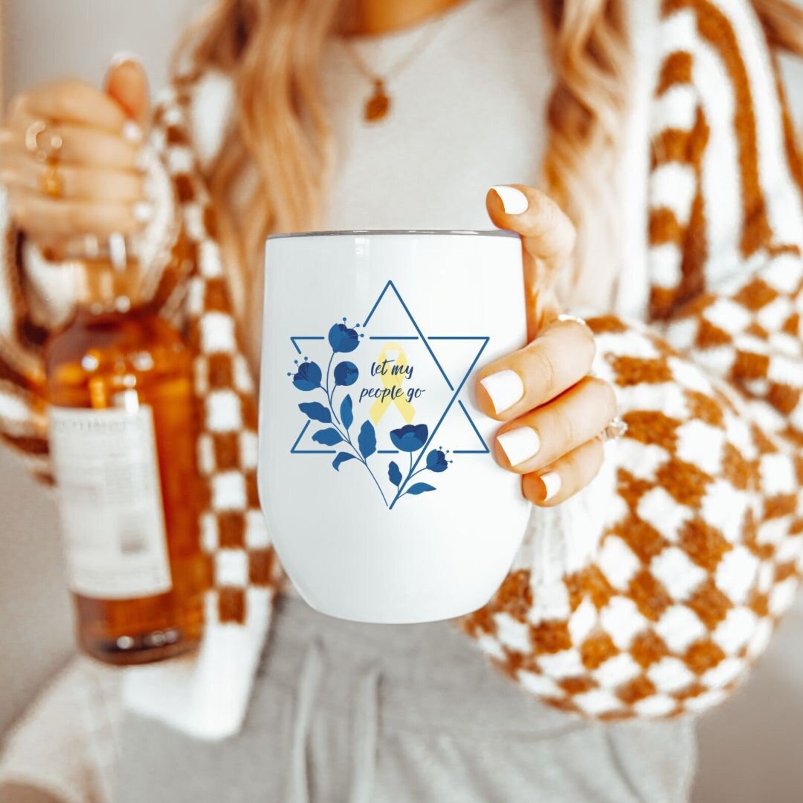 Let My People Go Passover Seder Cup | Insulated Wine Tumbler for Pesach | Stand with Israel Dishwasher Safe Hostess Gift | Free the Hostages