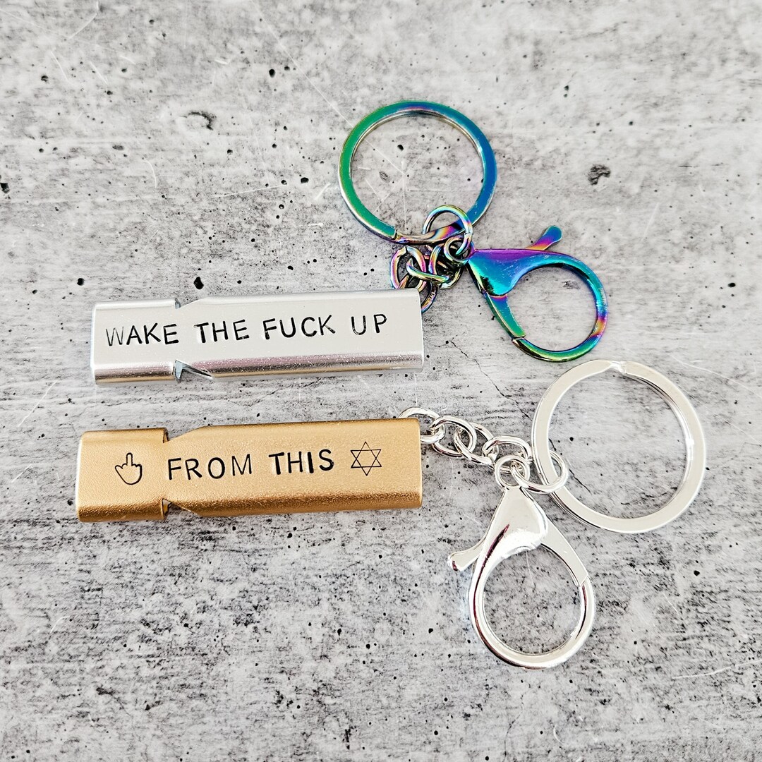 Wake the Fck up Whistle Keychain, Emergency Alert Whistle, Backpack
