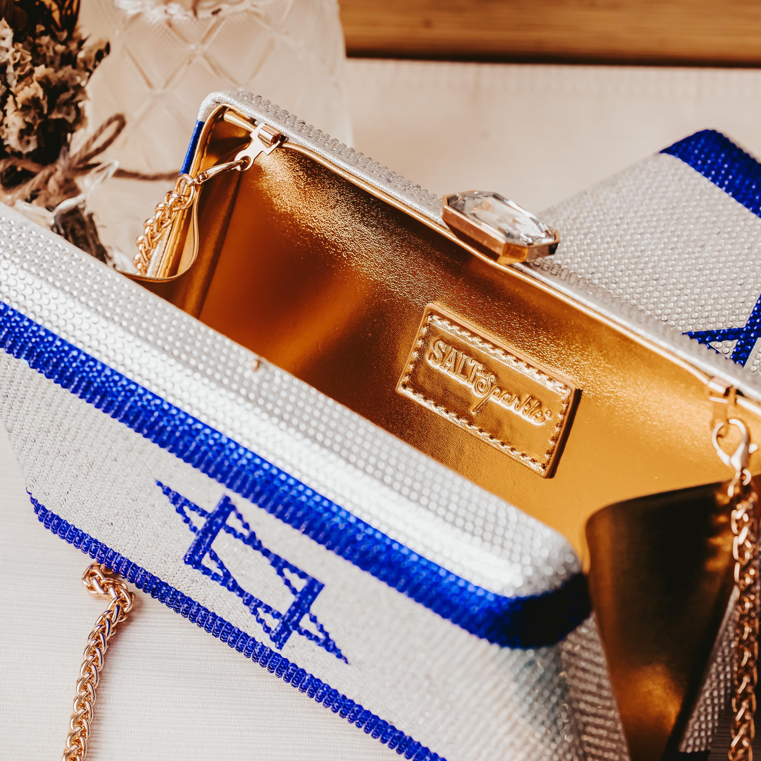 【SHALOM】 DISCO HANDBAG Israel Flag Rhinestone Clutch | Jewish Pride Evening Bag