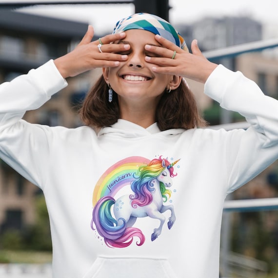 Felpa con cappuccio per bambini Jewnicorn Rainbow, divertente