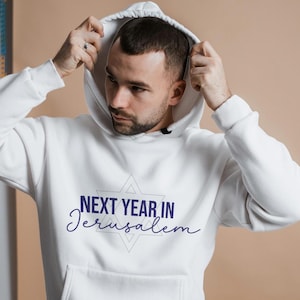 nächstes Jahr in Jerusalem Pessach Gender Neutral Hoodie | Pro Israel Pullover für Pessach | Jüdischer Stolz Unisex Sweatshirt | Unterstütze Israel