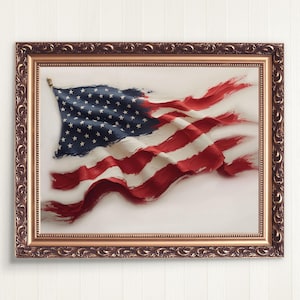 Printable American Flag Wall Art, Patriotic USA Flag Digital Download, Patriotic Wall Print, Stylized USA Flag, Independence Day Painting