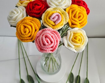Fleur de rose, fleurs éternelles, fait main, fleurs au crochet.