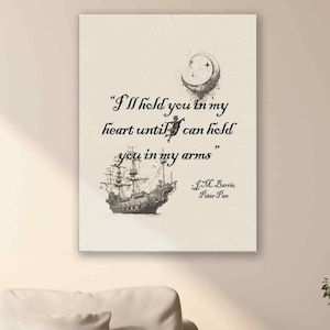 Lienzo decorativo para pared con la frase &quot;Te sostendré en mi corazón&quot;: cita de Peter Pan, decoración infantil sin marco, regalo sentimental