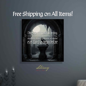 Raven's Gaze: Deep into Darkness Canvas Wall Art Print, Gothic Window Moonlight Poe Quote, Edgar Allan Poe Decor