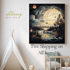 Lienzo de citas sinceras - Las tiernas palabras de J.M. Barrie de Peter Pan, Regalo de mudanza, Pérdida y recuerdo, Regalo de simpatía, Decoración sentimental