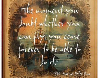 Peter Pan Poster - Motivational Quote Art Prints Nursery Decor Kids Bedroom Wall Art