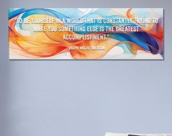 Ralph Waldo Emerson Quote Canvas Wall Art - Aquarel, Lange Smalle Muur Kunst, Inspirerend Citaat