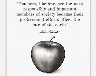 Teacher Quote Canvas Wall Art - Classroom Art Teacher Gift - Helen Caldicott Quote Wall Art