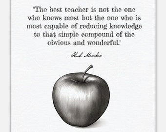 Teacher Quote Canvas Wall Art - Classroom Art Teacher Gift - H.L. Mencken Quote