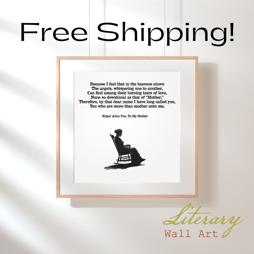 Edgar Allen Poe, To My Mother Poster - High Quality Print, Mother's Day Gift, Mom's Birthday