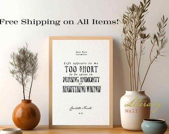 Jane Eyre Book Page Poster - 'Life Appears Too Short' - Matte Finish, Vintage Book Page Art