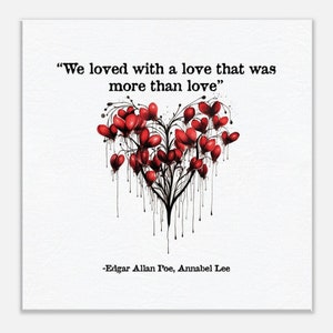 Edgar Allan Poe Annabel Lee Canvas Wall Art - Rose Heart Poe Poe Prezenty dla Miłośników Książek