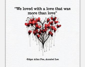 Edgar Allan Poe Annabel Lee Canvastavla - Rosenhjärta Poesi Gåvor för Bokälskare