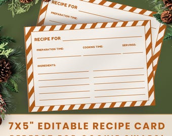 Weihnachtsrezeptkarten: Urlaub Backvorlage (Digitaler Download)