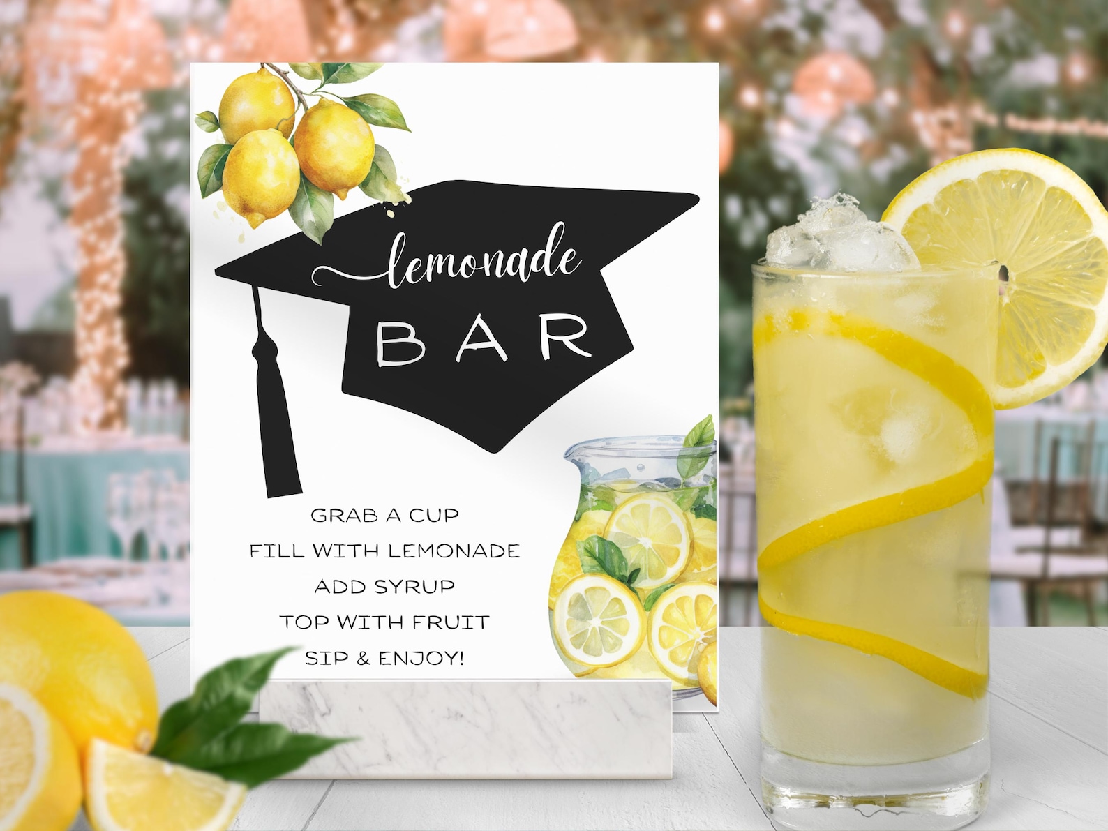 Lemonade Bar Sign Graduation Party, Editable Printable Drink Station ...