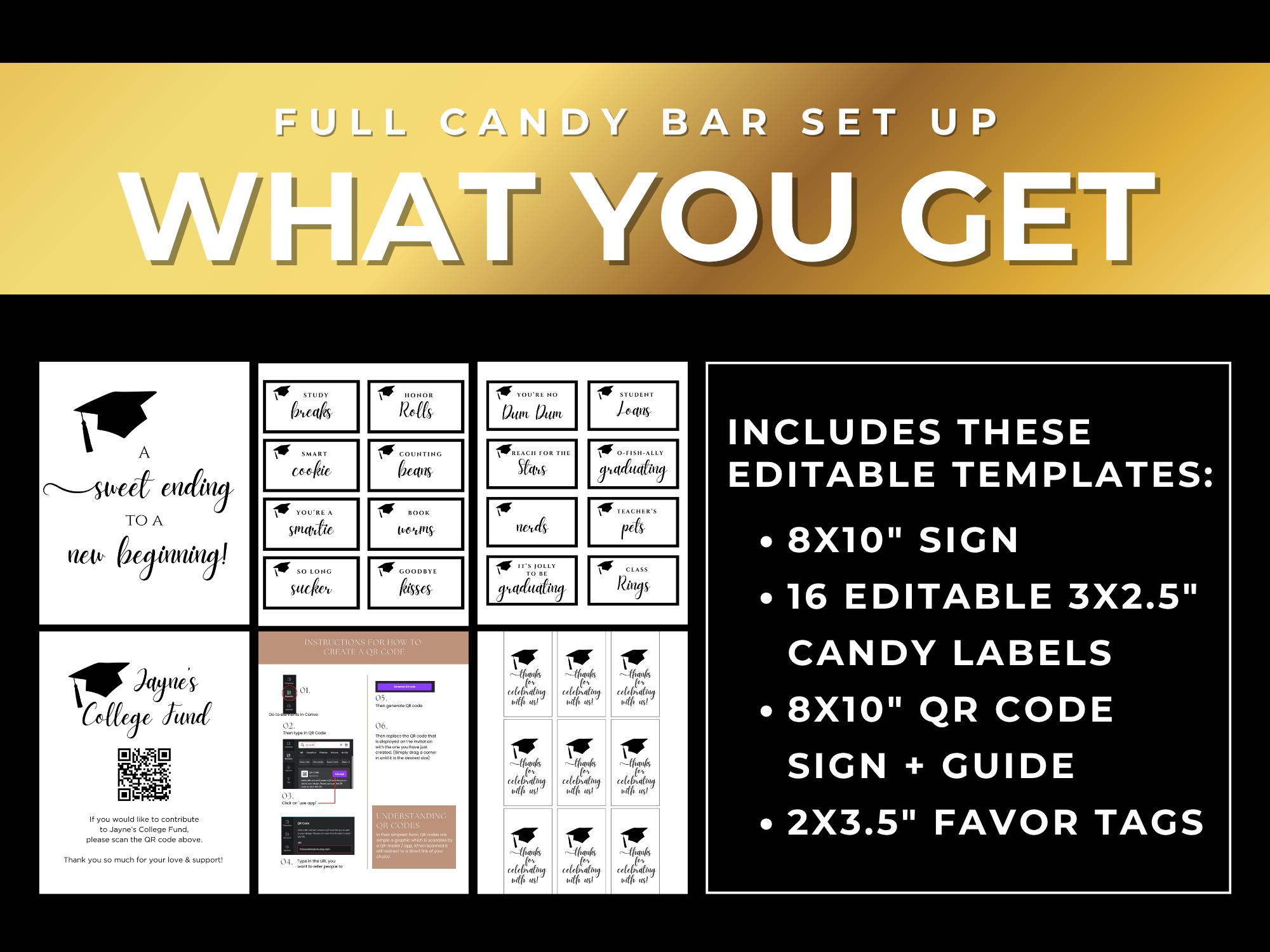 Graduation Candy Bar Bundle Editable Canva Template, High School ...