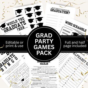 Abschluss-Partyspiele-Bundle, wer kennt die bestandenen besten Partyspiele, Abschluss-BINGO-Spiel, Abiturklasse von 2025, finde jemanden, der