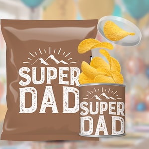 Pacote de batatas fritas personalizadas para o dia dos pais, lanches para comemoração, modelo de saco de batatas fritas para o dia dos pais, lembrancinha de festa personalizável, presente exclusivo para o pai