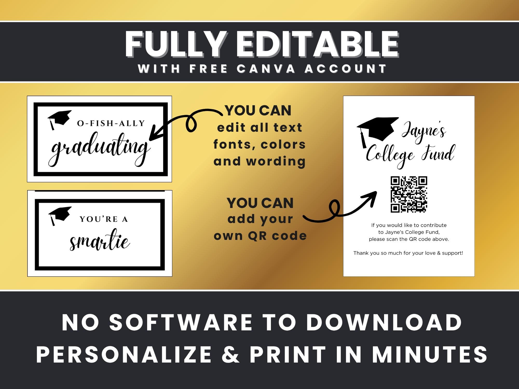 Graduation Candy Bar Bundle Editable Canva Template, High School ...