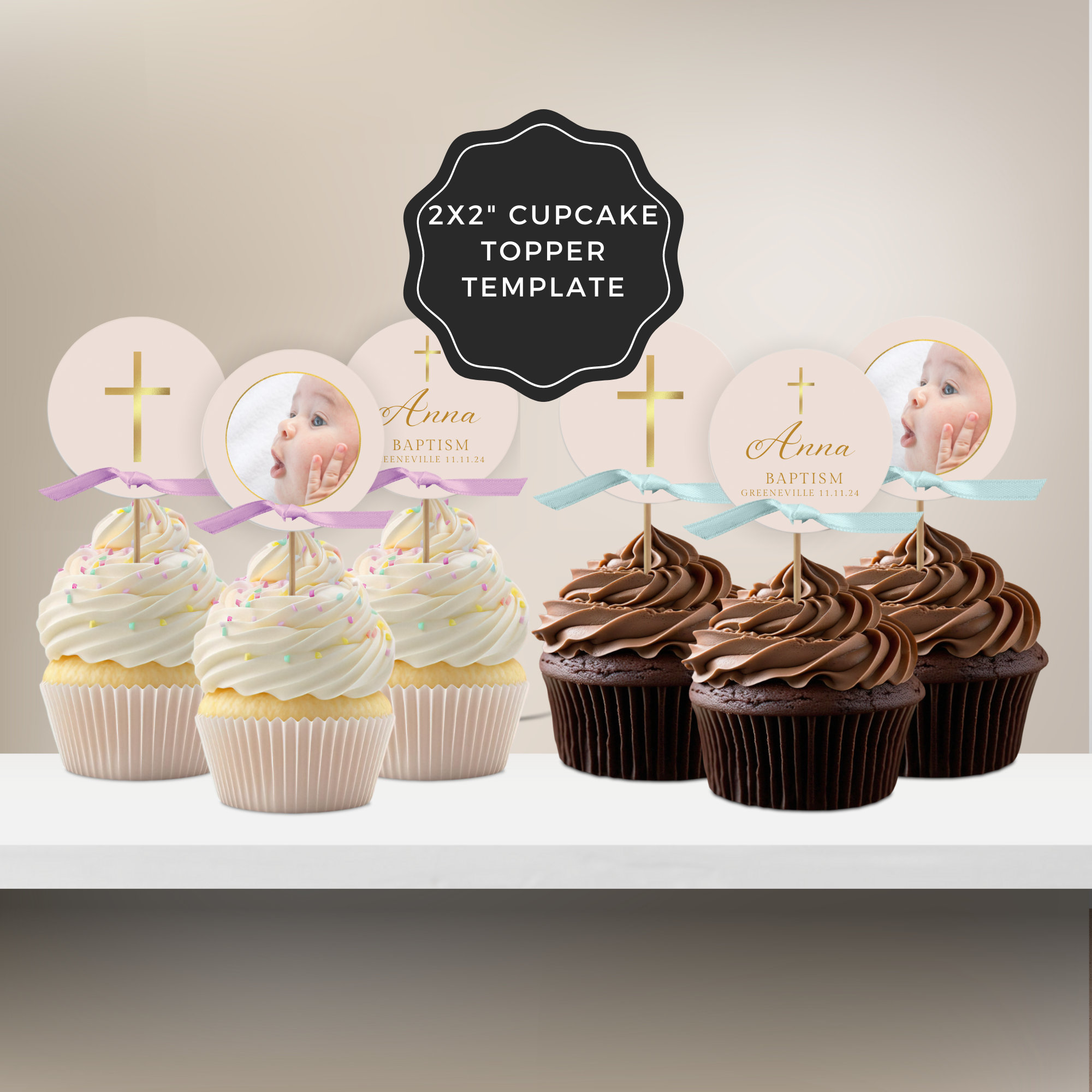 Baptism Cupcake Toppers Printable Religious Cupcakes Topper Christening ...