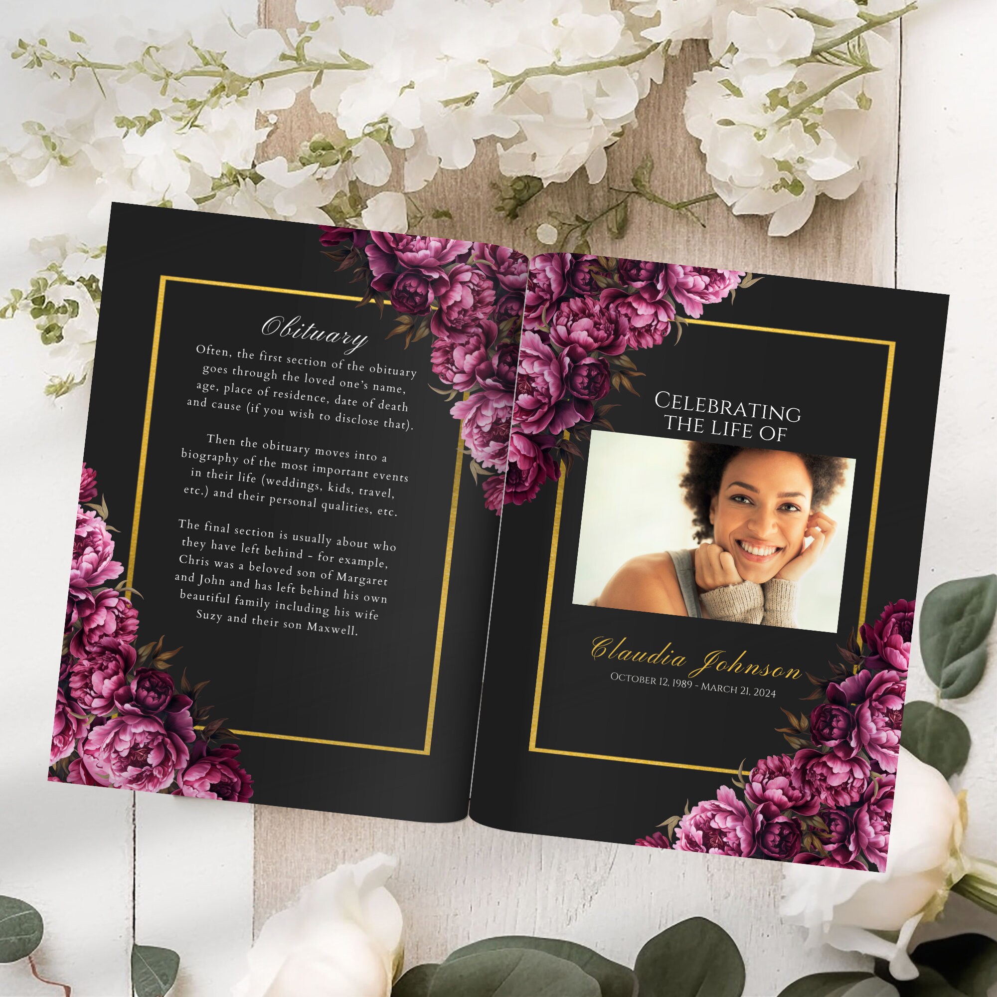 Printable Funeral Memory Bundle Memorial Program Template in Loving Memory Suite Celebration of ...