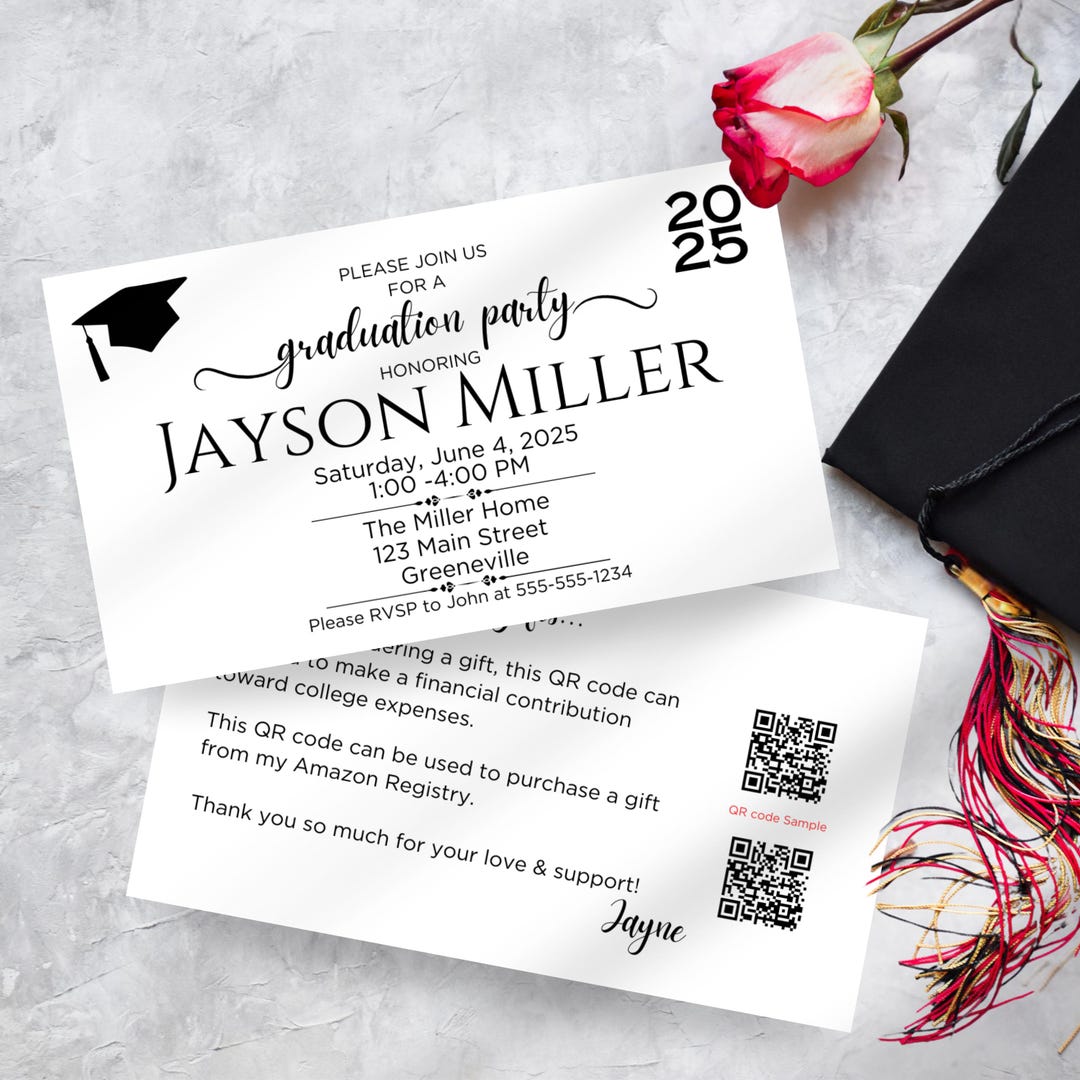 Editable Graduation Insert Card Template, Printable Grad Party ...