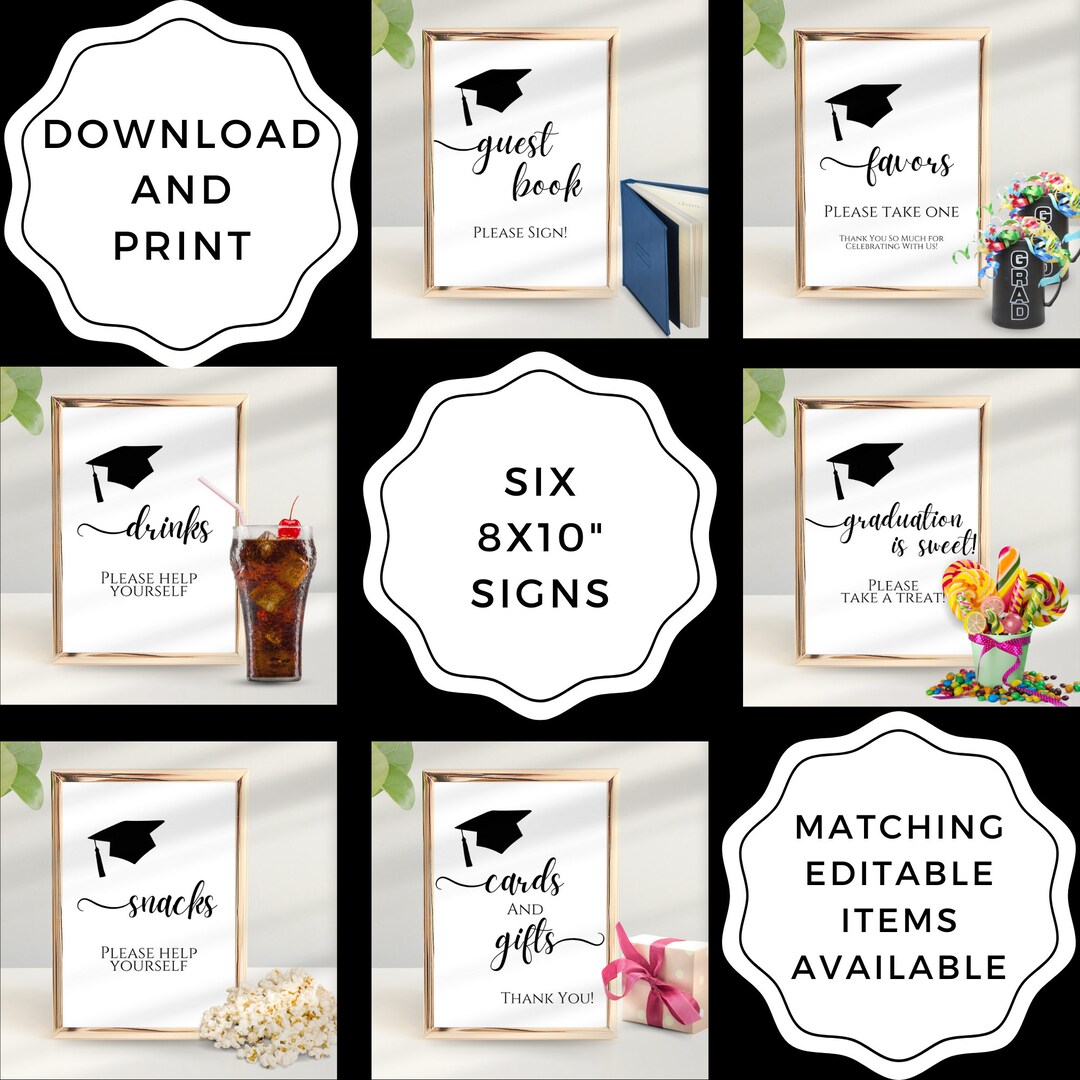 Graduation Mini Sign Minimalist Graduation Party Signs, Printable Modern Decor for Your Grad ...