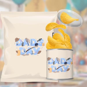 Modelo de saco de salgadinhos para o Dia dos Pais, lembrancinha de festa personalizável, presente exclusivo para o pai, pacote de salgadinhos personalizado para o Dia dos Pais, lanches para comemoração