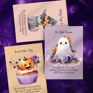 Cartes imprimables d'affirmation de soi pour Halloween, jeu de cartes motivant, affirmations positives effrayantes de pleine conscience, jeu de motivations pastel sorcières