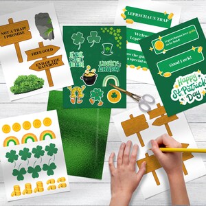 Kit de piège à lutin, travaux manuels pour enfants, fête de la Saint-Patrick, décorations à imprimer pour attraper un lutin, indices de chasse au trésor printanière