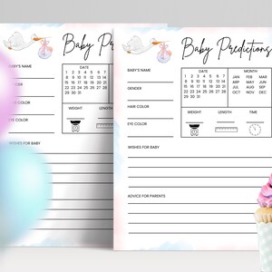 Jeu de pronostics pour bébé, activité baby shower, jeu de devinettes à imprimer, calendrier amusant pour l'accouchement, saupoudrer bébé garçon fille sexe neutre