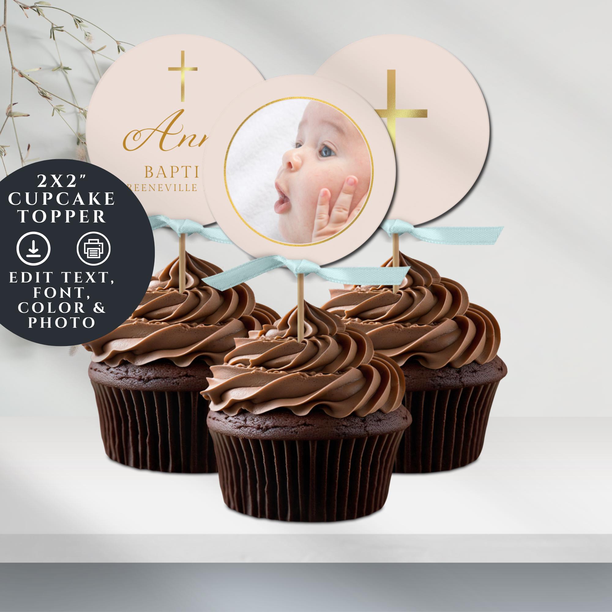 Baptism Cupcake Topper Printable