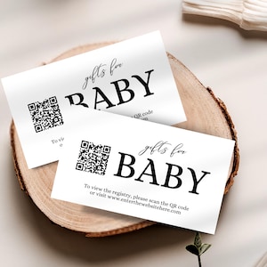 QR Code Gift Registry Card, Editable Baby Shower Insert, Modern Printable Template, Instant Download Gift Card, Simple Modern Minimal Theme