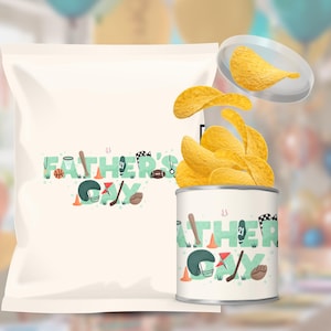 Modelo de saco de salgadinhos para o Dia dos Pais, lembrancinha de festa personalizável, presente exclusivo para o pai, pacote de salgadinhos personalizado para o Dia dos Pais, lanches para comemoração