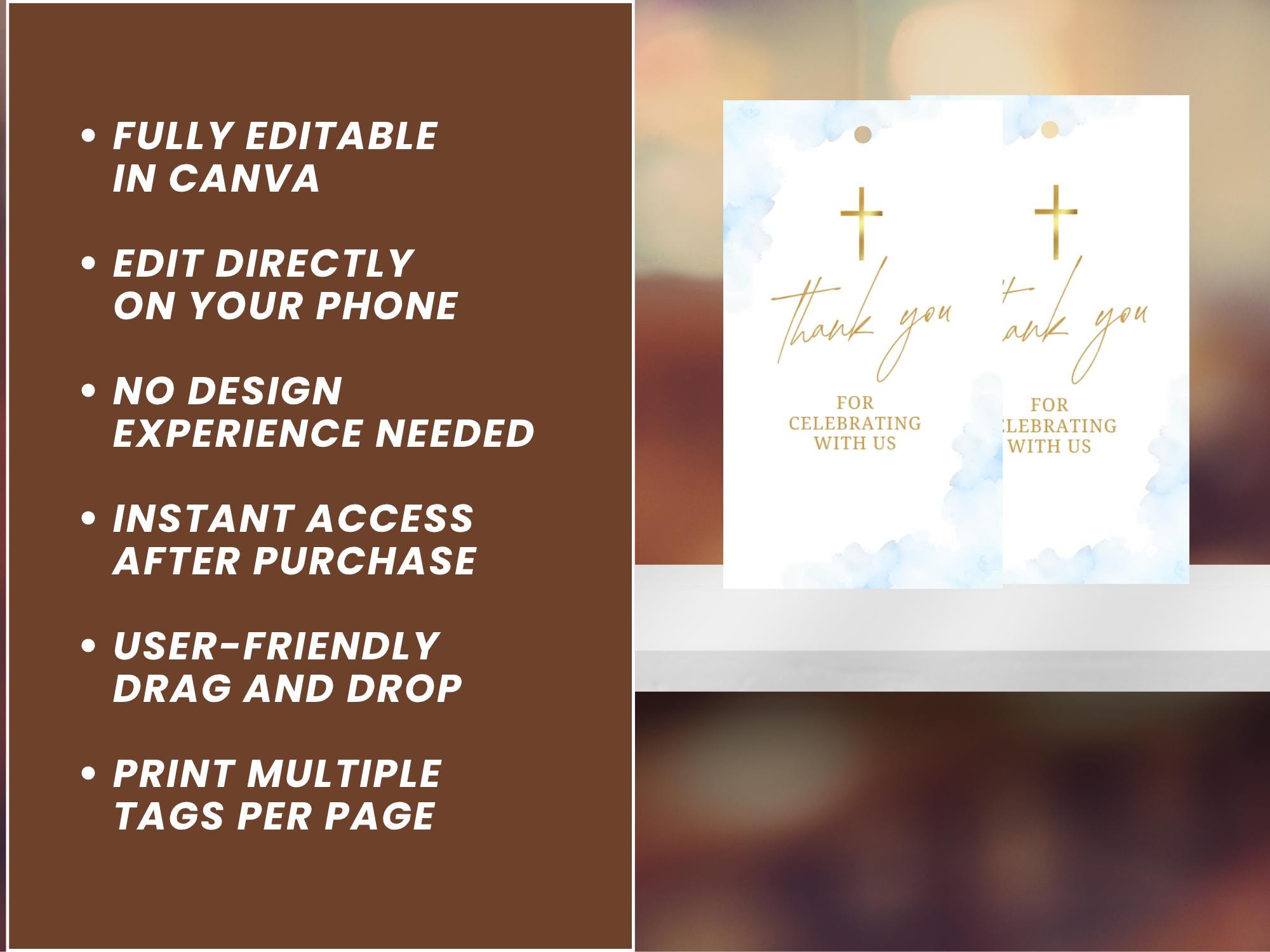 Dedication Tag Layout Baptism Favor Tag Template, Editable Christening Favor Tags, Baby ...