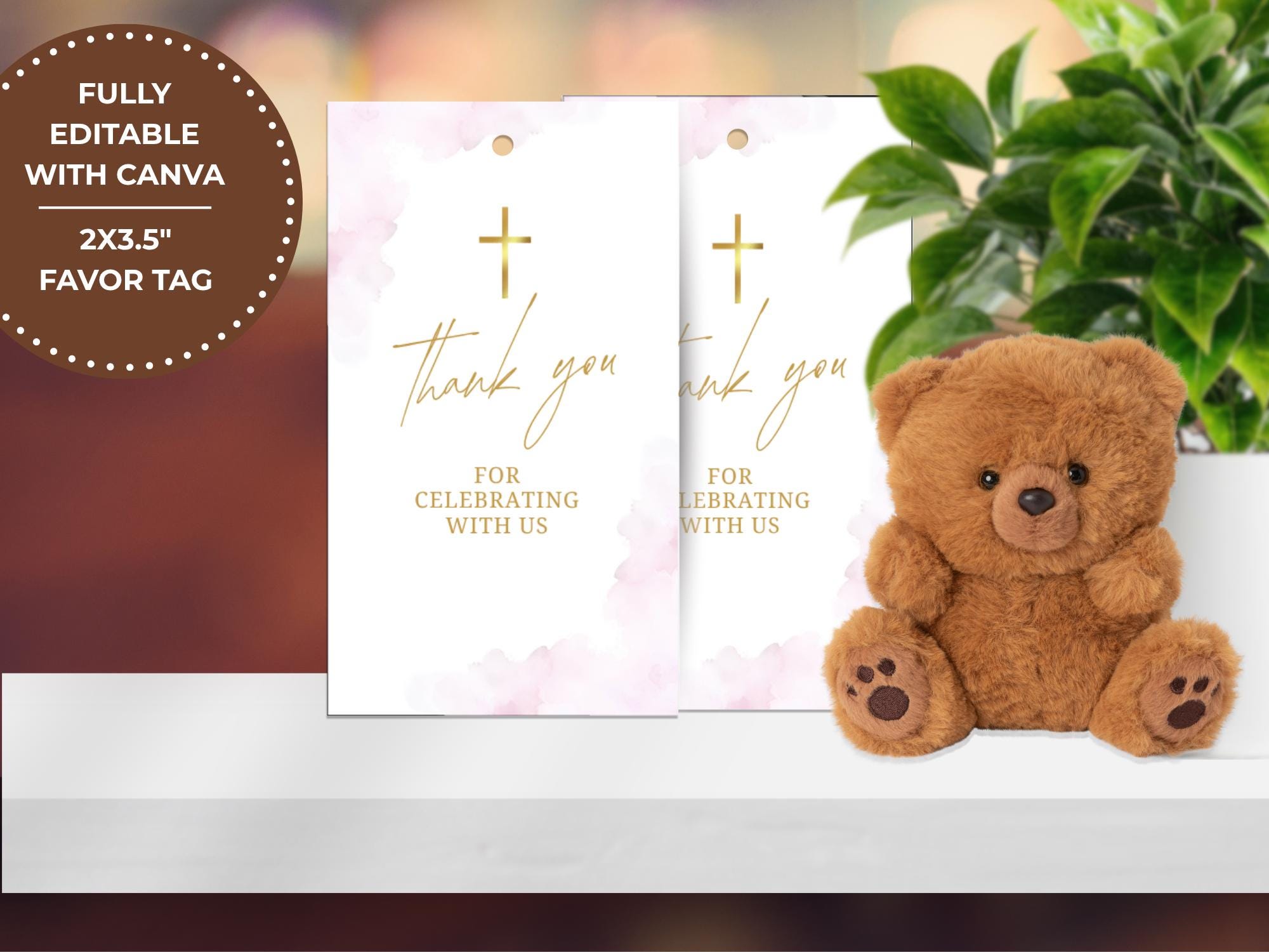 Dedication Tag Layout Editable Baptism Favor Tag Template, Christening Favor Tag, Floral ...