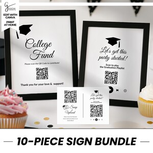 Panneau QR code pour la remise des diplômes, modèle de fonds universitaire modifiable, accrocher et partager sur une carte de réseau social, liste de lecture de remise des diplômes, simple moderne