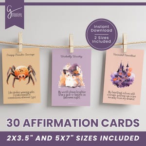 Halloween Affirmation Cards, Printable Digital Download, Spooky Motivational Cards for Unique Halloween Gifts for Encouragement Pastel Cute