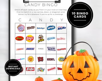 Halloween Candy Bingo Game: Printable Trick or Treat Scavenger Hunt (PDF Download)
