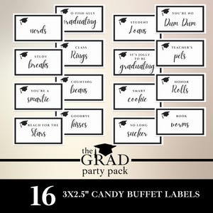 Graduation Candy Bar Sign, Dessert Buffet Table Signs, Printable Grad Treats for Your Celebration Customizable Treat Table Decor for Grads