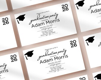 Graduation Party Invitation Insert Card: Editable QR Code Enclosure (Digital Download)