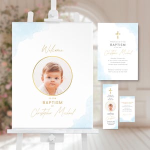 Invito al battesimo, cartello di benvenuto per il battesimo, segnalibro ricordo, etichetta di ringraziamento personalizzata, pacchetto di decorazioni per feste per neonato