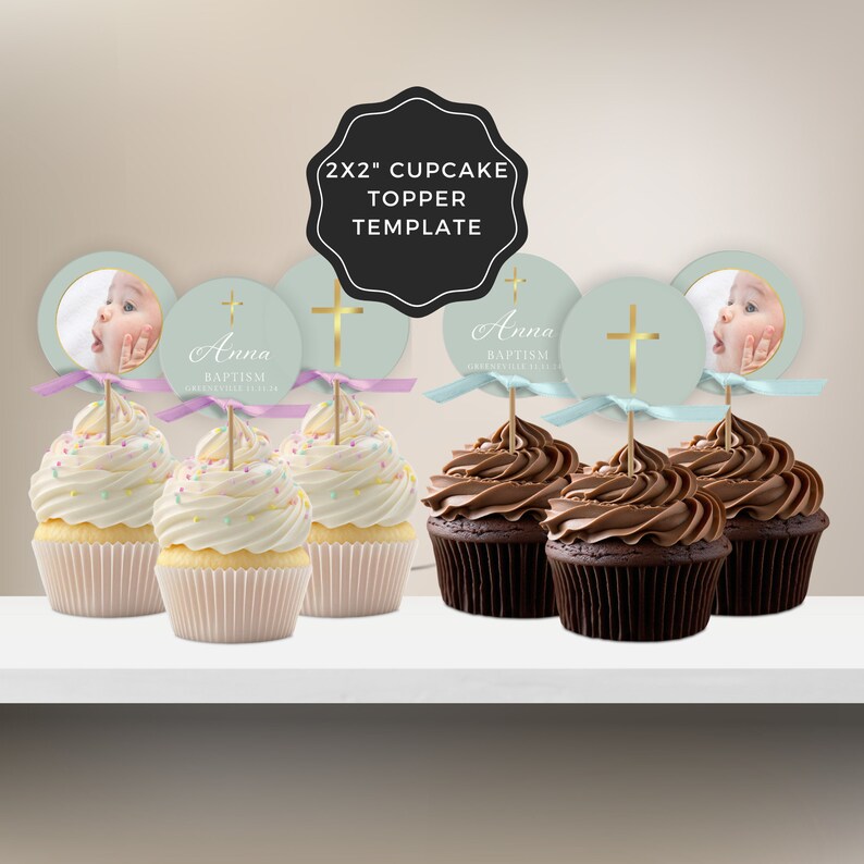 Baptism Cupcake Toppers Printable Religious Cupcakes Topper Christening ...