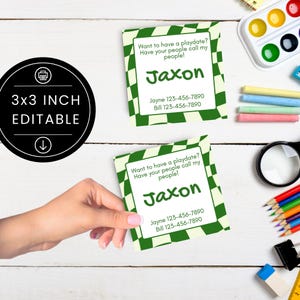 Tarjetas de intercambio de información de contacto para niños, invitaciones personalizadas para citas de juego, tarjetas de presentación imprimibles para niños para el verano, información de fin de año