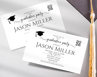 Graduation Party Invitation Enclosure Template, Custom Insert Details Card, Editable Printable Grad Announcement, School Colors QR Code Card